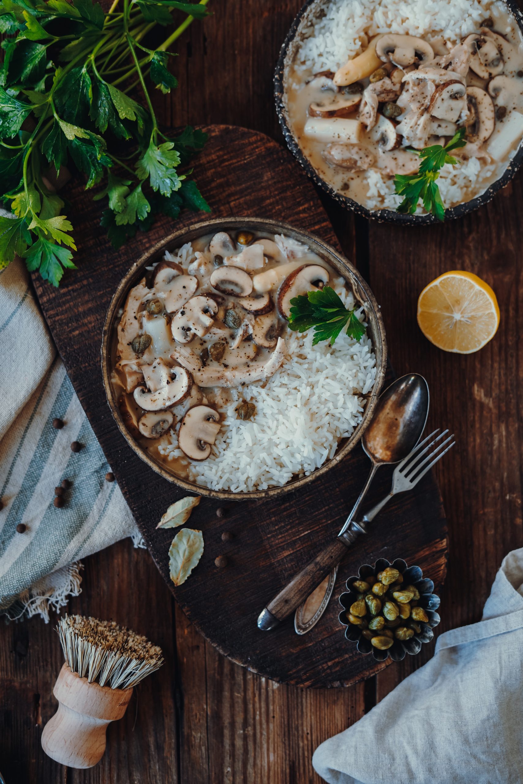 Würziges Hühnerfrikassee mit Champignons