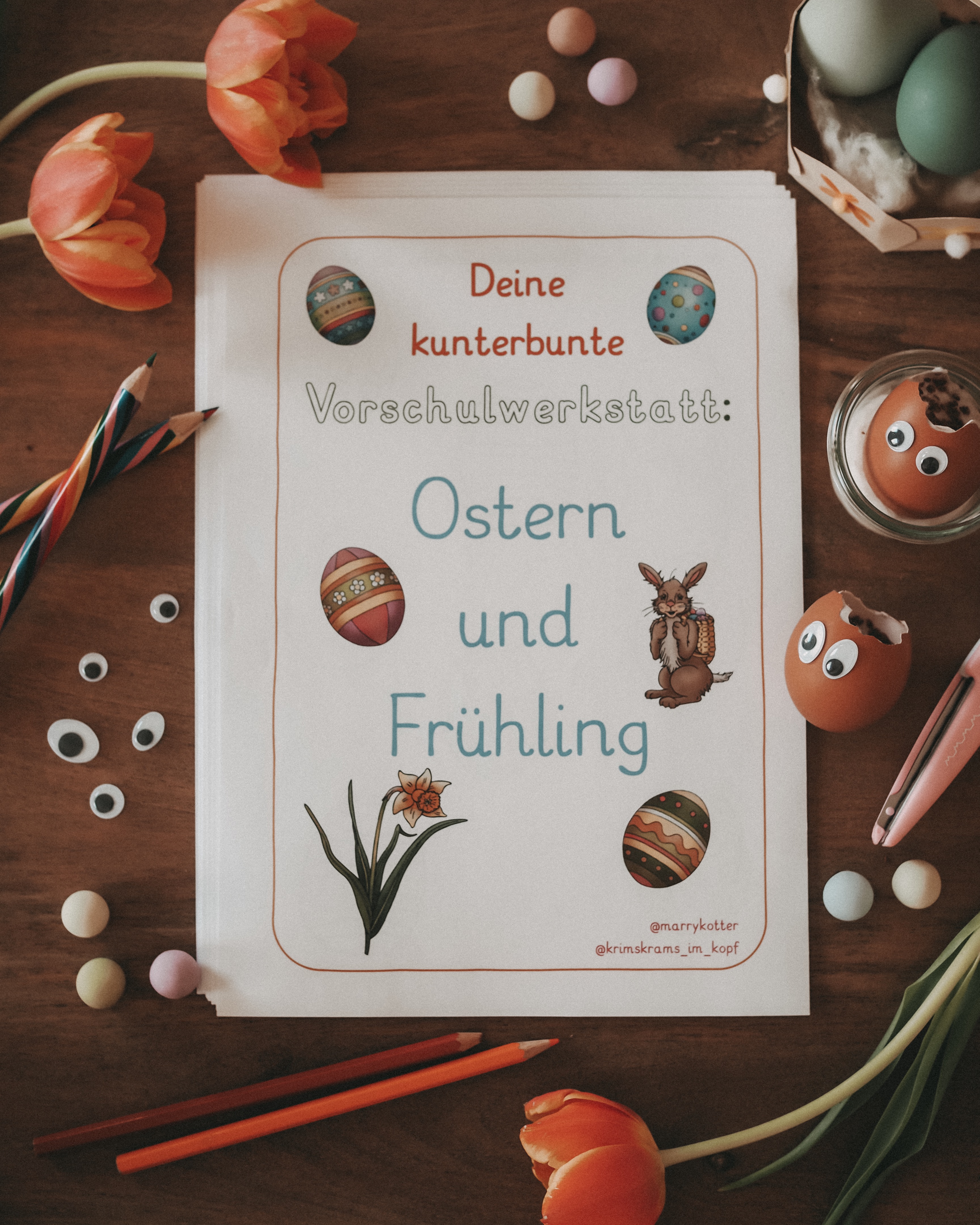 Wir bleiben zu Hause: Unsere Oster- und Frühlingswerkstatt für Vorschul- und Kitakinder.